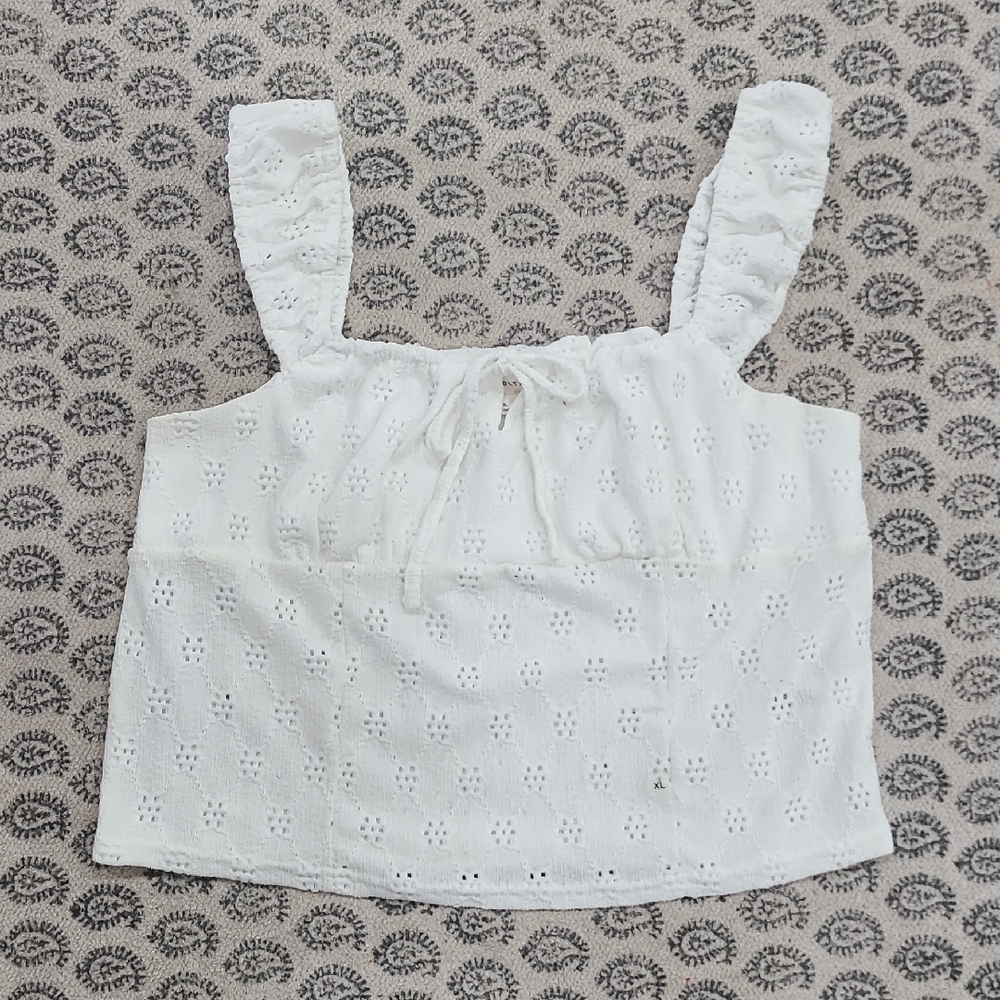 Aeropostale White Eyelet Ruffle Blouse